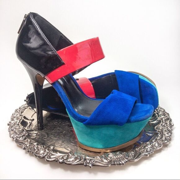 Jessica Simpson Vadio Colorblock Platforms Sz 7B - Picture 2 of 8